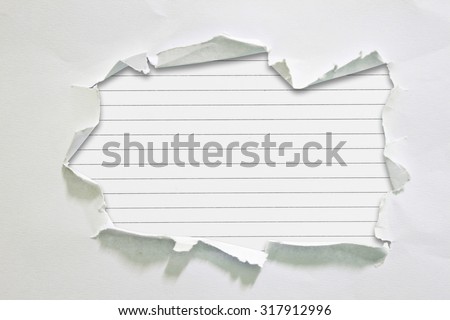 Note paper background white tear paper, clipping path.