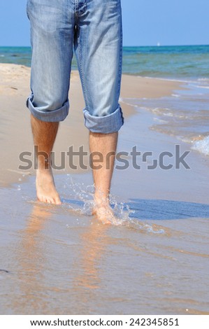hairy men legs; beach walk