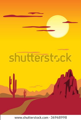 Desert landscape with cactus