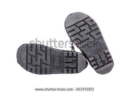 sole of hiking shoes isolated on white background