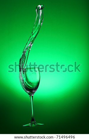 Water splashes out of water glass