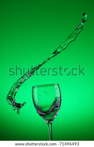 Water splashes out of water glass