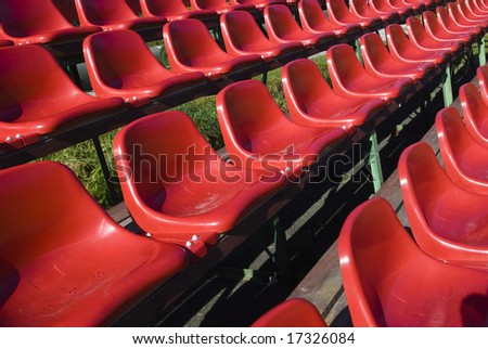 Rows of seats for spectators in a football stadium!