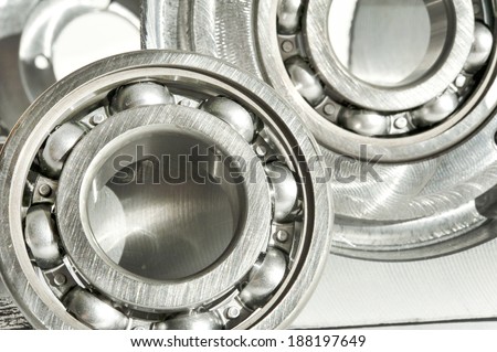 Metal bearings. CNC technology, machining, milling lathe and drilling industry. Mechanical engineering. Metalwork. Closeup.
