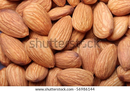Peeled almonds close-up