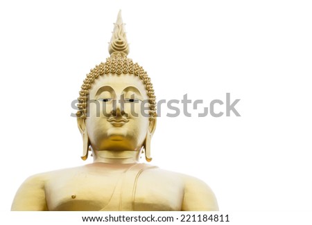 face of mage big buddha on white background