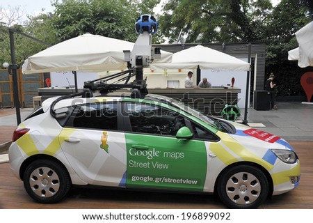 ATHENS GREECE JUNE 5, 2014. Google car is presented to the media in Athens. Google has launched its Street View map service in Greece after winning approval from the privacy authority.
