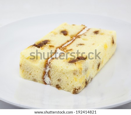 longan chiffon Cake on a white background