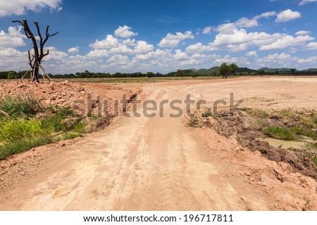 Vacant land with a blue sky