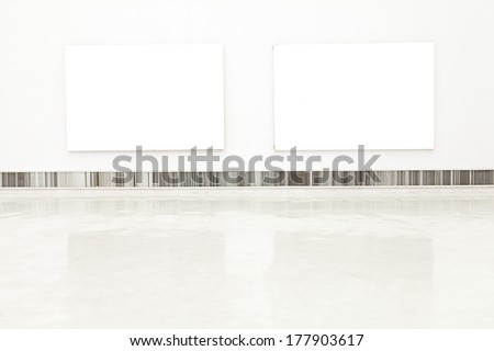 Blank frames on the wall at art museum