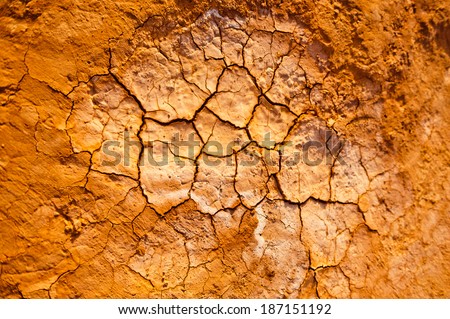 Cracked clay ground background of the Flaming Mountains, Xinjiang, China.