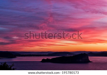 Dawn at Lion Island, Ku-ring-gai Chase National Park, Australia. Seen from West Head.