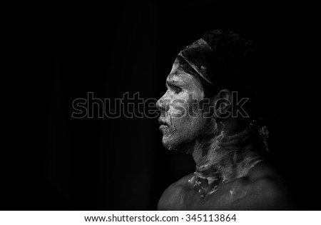 SYDNEY,AUSTRALIA - NOVEMBER 22,2015: An indigenous dancer waits his turn in a competition during the Homeground festival - a major annual celebration of aboriginal culture.