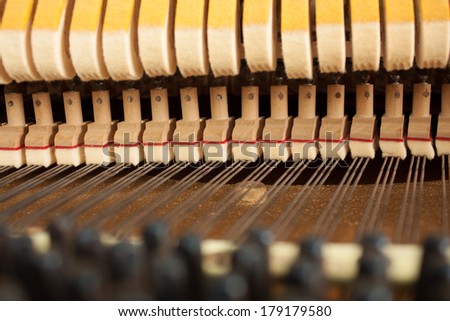 Piano strings and hammers.