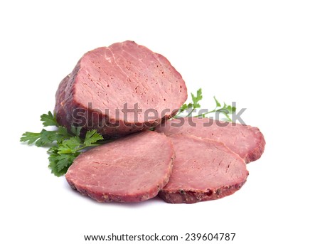 Smoked beef isolated on white background