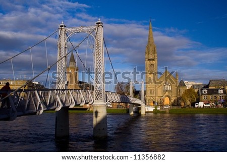 Beautiful foot bridge in Inverness (Highlands, Scotland, UK)