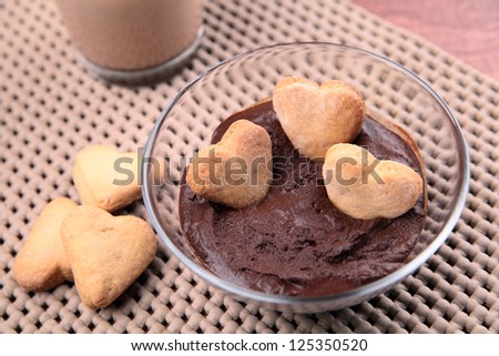 chocolate cakes, biscuits, cocoa and chocolate cream