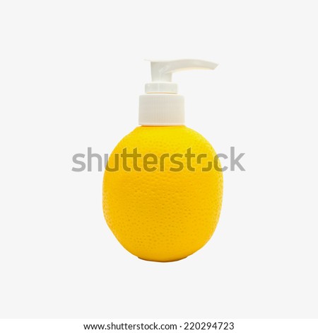 Dispenser pump  plastic bottle with orange shape for Gel, Foam Or Liquid Soap,isolated
