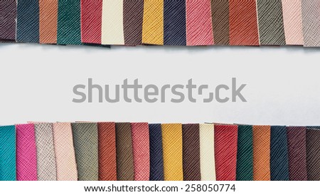 Close up leather color swatch on white background