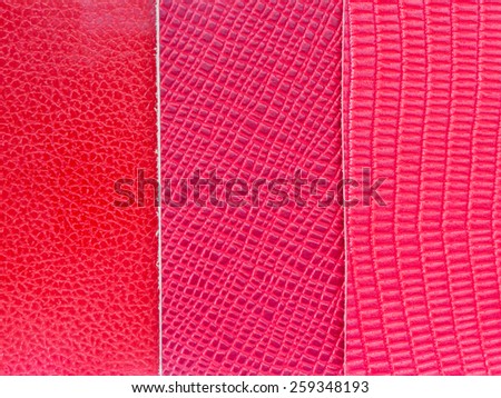 Close up red leather color swatch with embossed pattern