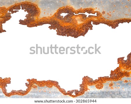 Rusty galvanized iron  texture isolated on white background