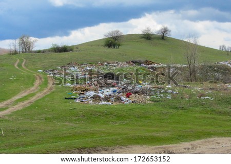 Wild garbage dumping - nature pollution