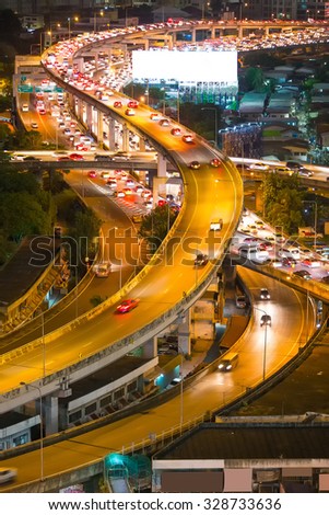 Traffic jam on express way Bangkok, Thailand