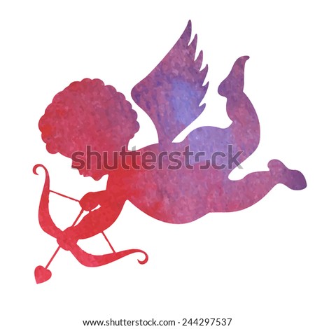 watercolor silhouette of an angel.watercolor painting on white background watercolor silhouette of an angel.watercolor painting on white background