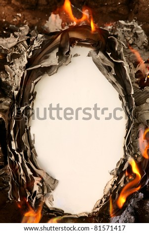 Vertical vintage background with burning paper