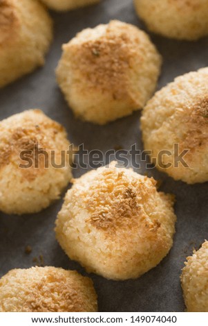 Sweet coconut, sugar and butter homemade macaroons