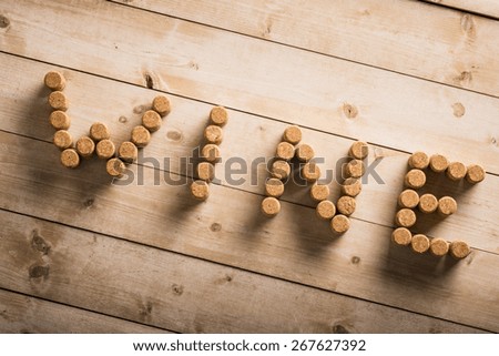 Wine word made with wine corks