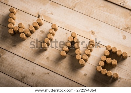 Wine word made with wine corks
