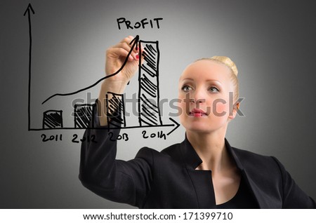business woman draws some charts
