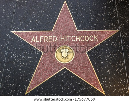 Hollywood,Ca - December 19, 2013: : Alfred Hitchcock\'S Star On Hollywood Walk Of Fame. This Star Is Located On Hollywood Blvd. And Is One Of 2400 Celebrity Stars.