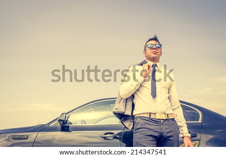 business man with his car