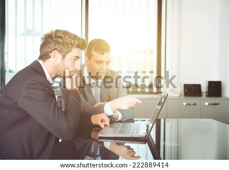 office people. two employers working in team for the company success