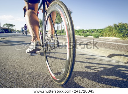 athlete riding on his bike. concept about healthy lifestyle and sport.