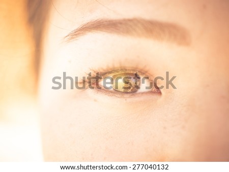 asian woman eye close up. concept about beauty, ethnicity, and people