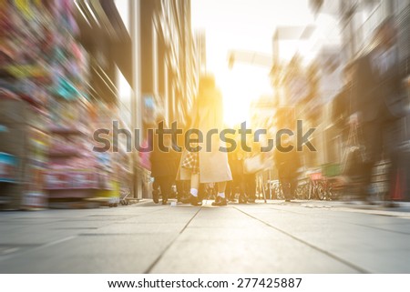 people walking on the street. floor view. concept about people city, and urban style