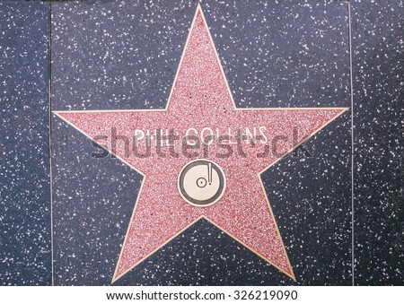 Los angeles,CA. 8th october 2015. Phil Collins star on the walk of fame in Hollywood. Collins  is an English singer, songwriter, multi-instrumentalist, music producer and actor.
