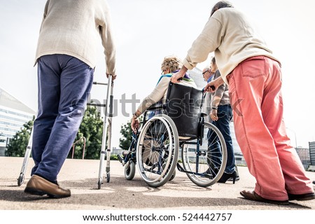 Group of seniors walking in the park