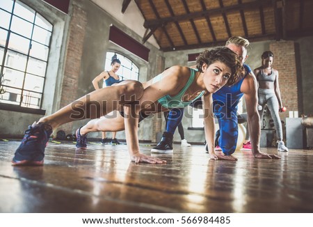 Group of athlete training with functional gymnastic