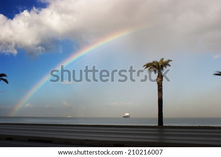 Rainbow on the sea after the rain. I shot at izmir goztepe.
