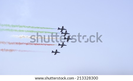 100th anniversary of the Turkish Air Force at the Cigli Air Base, Izmir. 5 june 2011 Italian air force air crafts are on demonstration flight.