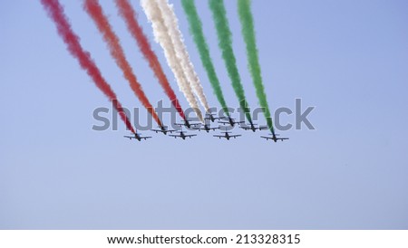 100th anniversary of the Turkish Air Force at the Cigli Air Base, Izmir. 5 june 2011 Italian air force air crafts are on demonstration flight.