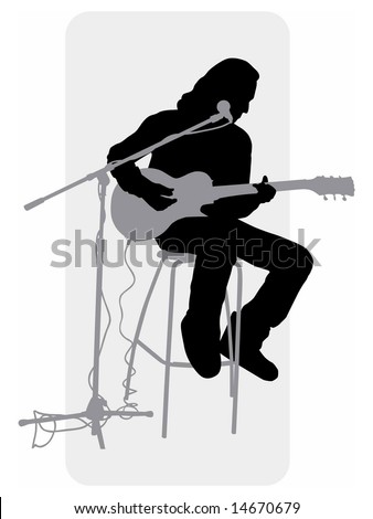 guitar chair
 on ... guitar player; man sitting on chair and playing guitar. - stock vector
