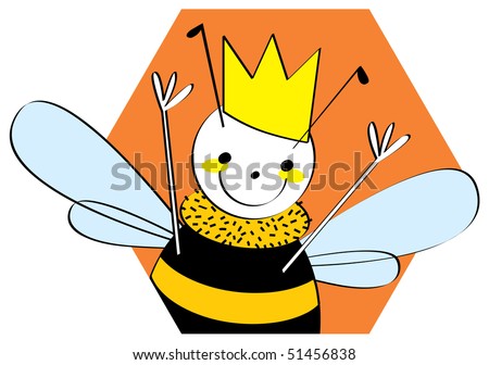 Bumble Bee Cartoon. Queen Bumble Bee Cartoon