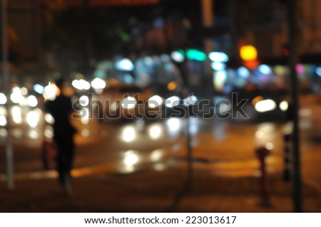 Blur image of Masjid India Street at night with bokeh