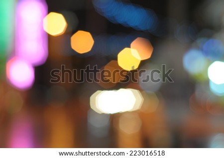 Blur image of Masjid India Street at night with bokeh