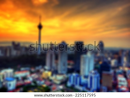 Blur image of Kuala Lumpur city skyline